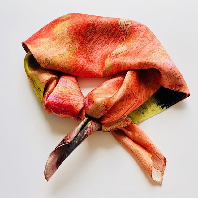 Pure Silk Foulard Peinture Coucher de Soleil