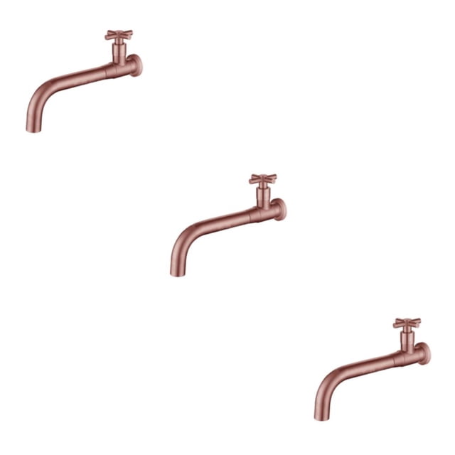 relayinert Universal Fit Basin Long Lasting Easy Installation Compact Metal Single Cold Wall Mounted Sink 04 Rose Gold 3Set