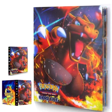 Trading Card Holder Card Album Binder, Protection Folder Book Collectible Card Album, 4-Pocket with 30-Pages 240-Trading Cards Capacity, Present for Children-AAC3