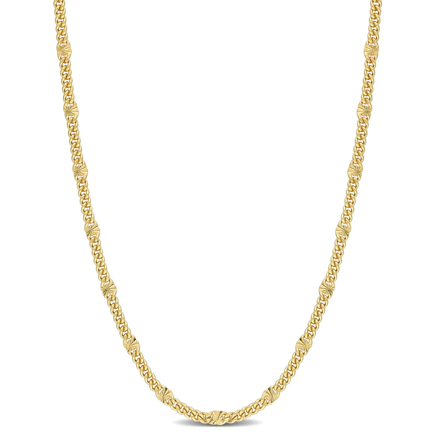 Collier chaîne à gourmette de Miabella en argent sterling plaqué en or jaune 18K