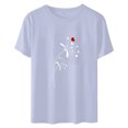 thumbnail image 5 of yievot Chemises pour Femmes Mode Manches Courtes Col Rond Impression de la Saint-Valentin Chandail Décontracté T-Shirt Hauts Chemise, 5 of 5