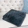 thumbnail image 4 of Homey Cozy Faux Fur and Flannel Metal Gray Throw Blanket, Super Soft Shaggy Fleece Fuzzy Lightweight Wool Plush Blanket for Sofa Couch Decorative Floor, 50"x60", 4 of 10