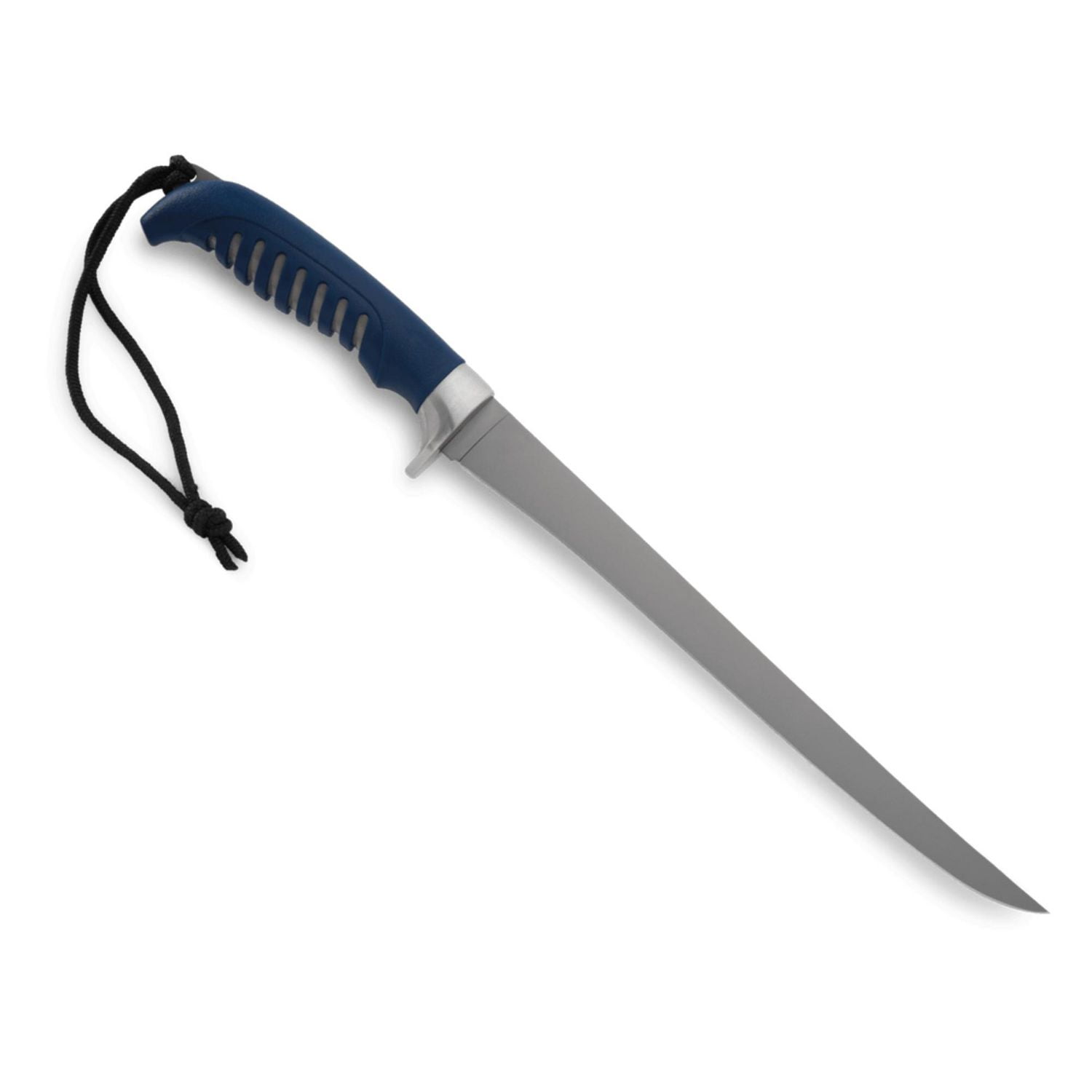 Silver Creek Couteau à filet flexible 24,4 cm, couteau à poisson, coupe de précision avec lame revêtue de titane, poignée en caoutchouc antidérapant, protection en acier, bleu