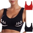 thumbnail image 2 of AherBiu 2pc Plus Size Sports Bras for Women Large Bust High Support Padded Bralettes Seamless Workout Underwear, 2 of 7