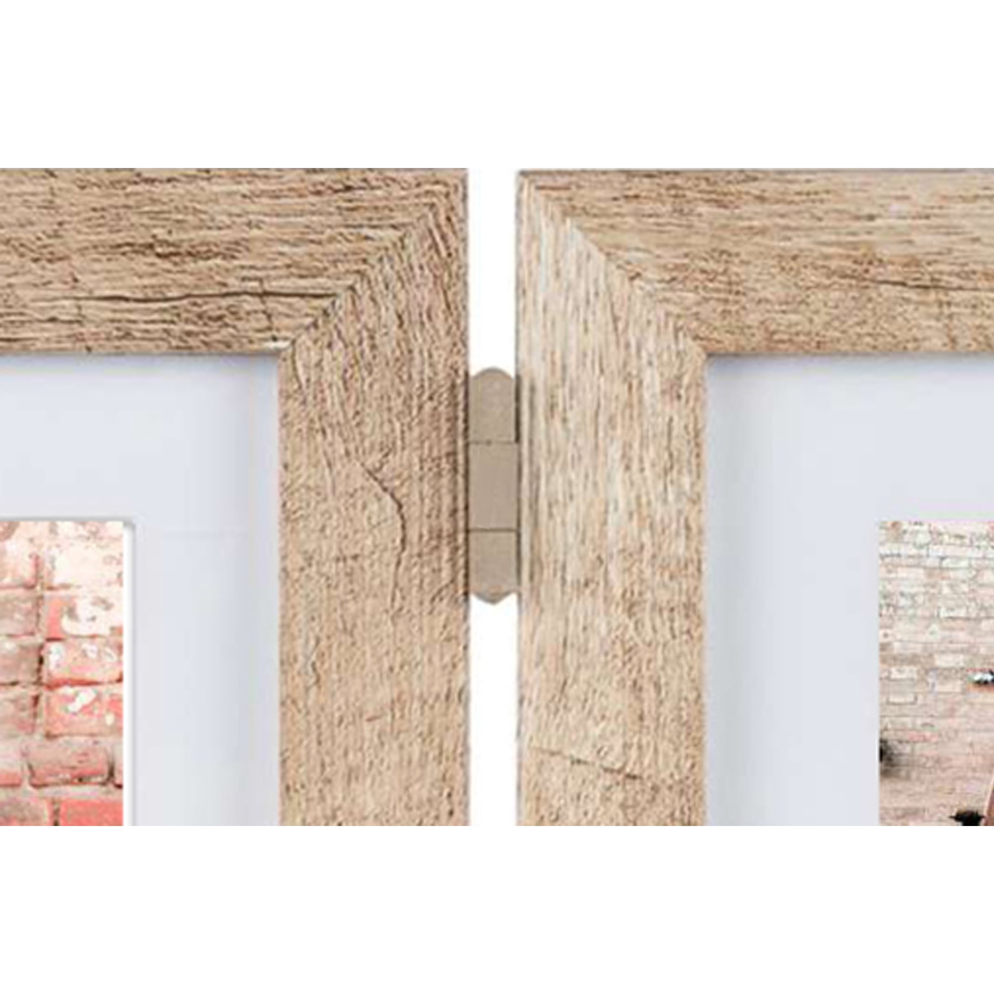 Unbranded Cadre photo articulé Oldal à deux ouvertures de 5 x 7 po, en plastique, aspect rustiqu vieilli, décoration intérieure