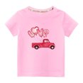 thumbnail image 1 of Penkiiy Haut à Manches Courtes Imprimé Col Rond Mignon pour Garçons et Filles 3-4 Ans Rose, 1 of 6