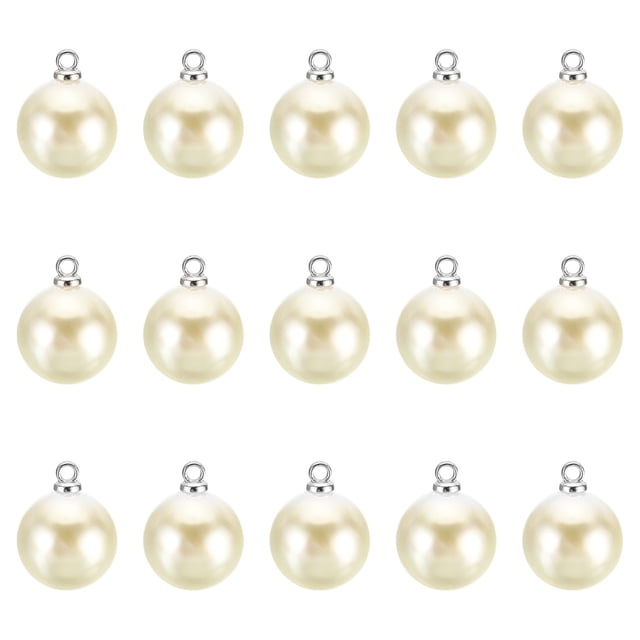 Unique Bargains Pendentifs Perles Factices 12 mm, Lot de 150 Perles Rondes Imitation Perle, Argent Beige