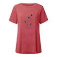thumbnail image 3 of Hauts d'Été pour Femmes 2023 Mode Femmes T-Shirt Imprimé Col Rond Manches Courtes Tee Décontracté Blouse, 3 of 4
