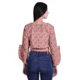 thumbnail image 2 of Moomaya Printed Womens Crop Top Wrap Style Top Wear Ruffle Long Sleeve Casual Summer Blouse, 2 of 5