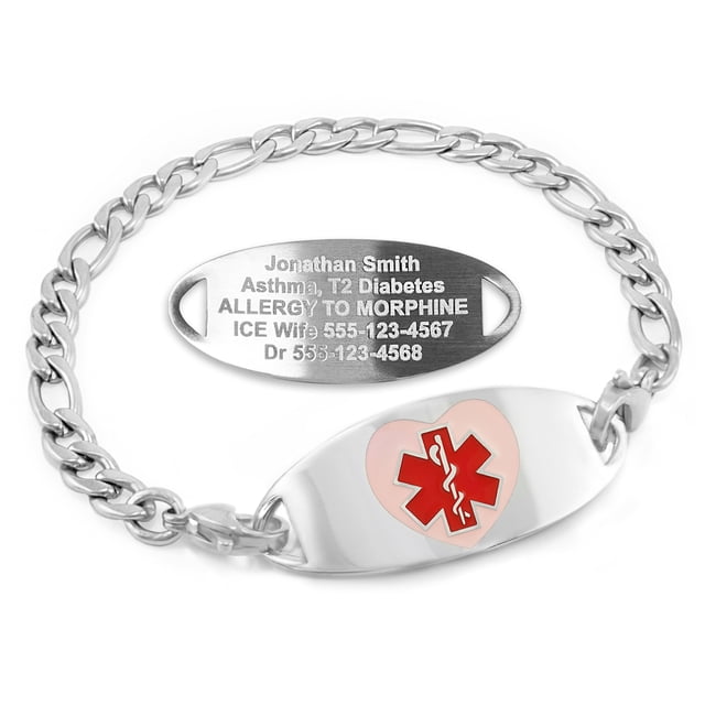 MedicEngraved Stainless Steel Custom Medical Alert Bracelet - 5mm Figaro Link