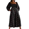thumbnail image 2 of EGNMCR Robes d'Été Femmes Tendance 2024 Femmes Décontractées et Confortables Haut-Parleur Manches 3/4 Robe Imprimée Grande, 2 of 6