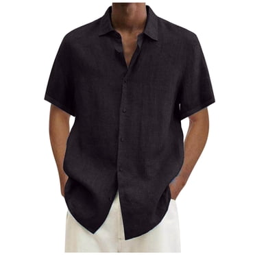 Birdeem T-Shirt Décontracté pour Hommes Manches Courtes Col Montant Boutons Chandail Blouse Tops
