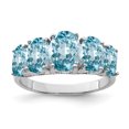thumbnail image 1 of 925 Sterling Silver Rhodium Light Swiss Blue Topaz 5-Stone Ring, 1 of 2