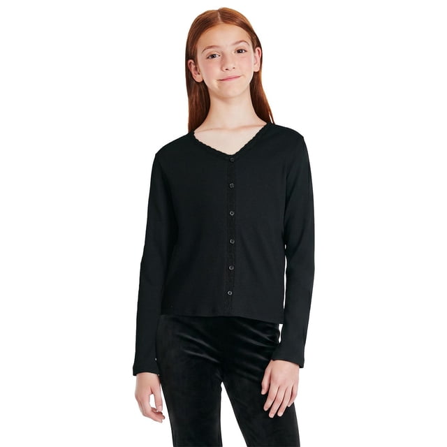 George Girls' Lace Trim Rib Top
