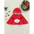 thumbnail image 2 of Faithtur Children's Cloak Neckline Button Christmas Cartoon Elk Hooded Cloak, 2 of 9