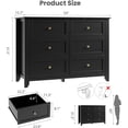thumbnail image 2 of Black 6 Drawer Dresser for Bedroom, 54" Wide Large Dresser with Deep Drawers & Metal Knobs, Modern Wooden Chests of Drawers for Entryway, Hallway, 2 of 8