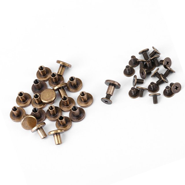 Brass Rivets, Screw Rivets Leather Rivet, Flat Rivet Screws Flat Head Rivets, For DIY For Repairing Works