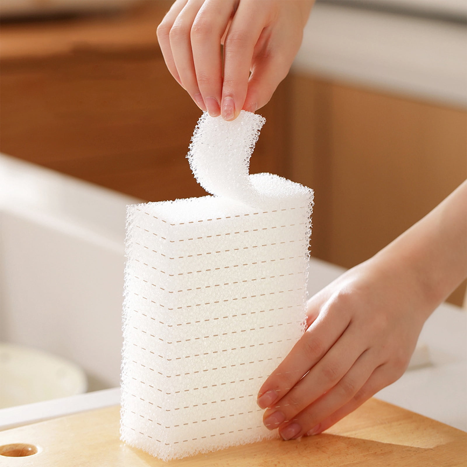30PCS Pan Scrubbers Non Scratch, Kitchen Cleaning Tools Dish Scrub, Dish Sponges Kitchen Wash Sponge Kitchen Clearance (White)