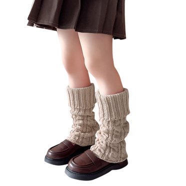 Felwors Kids Solid Color Leg Warmers Knitted Leg Warmers Loose Socks Knee High Leg Warmers For Girls