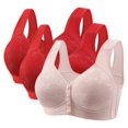 thumbnail image 1 of Posijego 3 Pack Bra for Women Front Closure Push up Everyday Bras Full Coverage Support Wireless Bras, 1 of 2