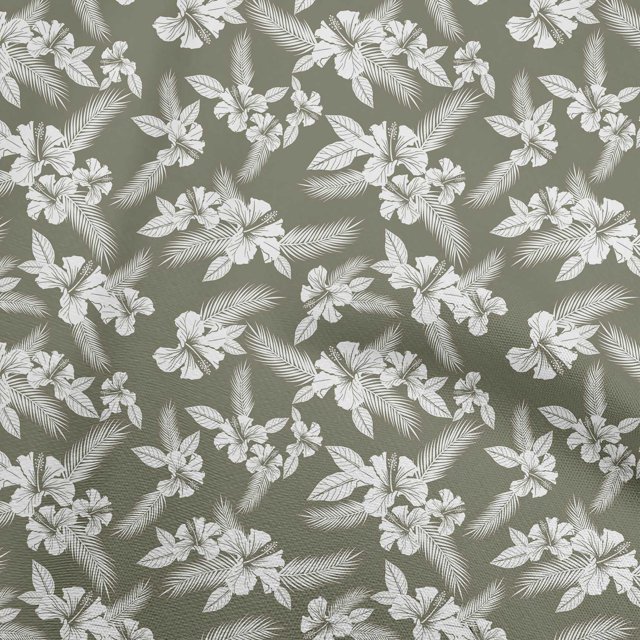 oneOone Polyester Spandex Dusty Green Fabric Tropical Craft Projects Decor Fabric Printed By The Yard 56 Inch Wide