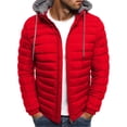thumbnail image 2 of RKSTN Mens Down Jacket Solid Color Drawsting Hooded Jacket Winter Fashion Cotton Padded Jacket Warm Windproof Lightweight Puffer Jacket, 2 of 3