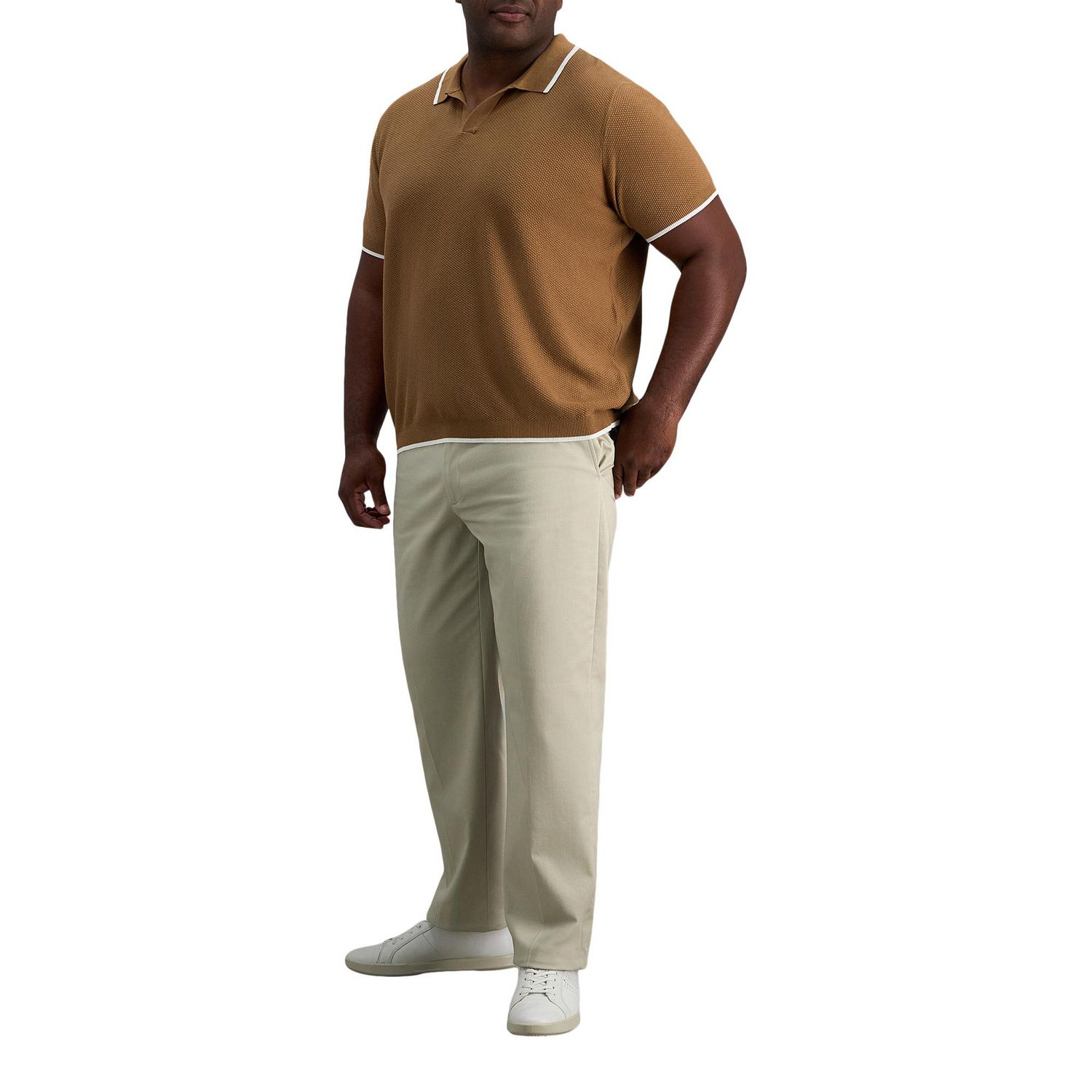 Haggar® Men's Big & Tall Short Sleeve Solid Popcorn Knit Sweater Polo