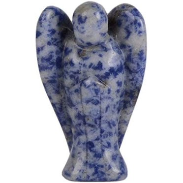 Angelstones Ange Gardien de Poche en Jaspe à Taches Bleues Sculpté, Pierre Précieuse, Ange de Paix, Statue de Guérison 1,5 Po