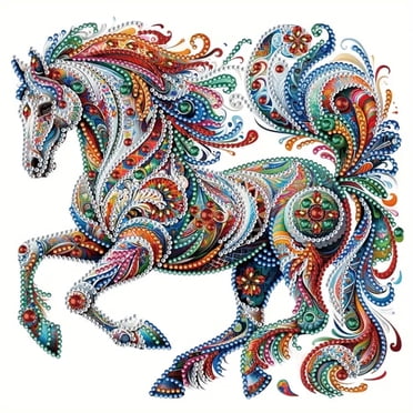 Sinkoo 2 Pcs Déco Bohème Galloping Horse Kits d'Art de Peinture Diamant 5D pour Adulte et Ado, Bricolage Broderie Diamant Complète Peinture Diamant Fleur Oiseau Arts et Artisanat 12x12 Pouces