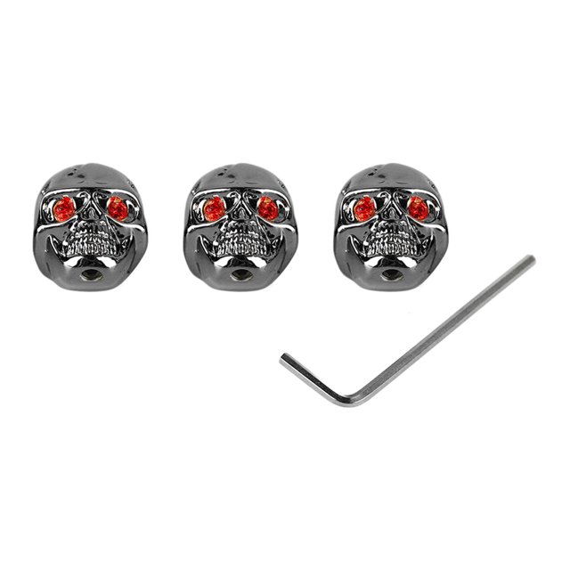 3Pcs Electric Guitar Skull Knobs Metal Volume Tone Head Cap Bass Replacement Part GD304 Black