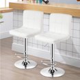 thumbnail image 4 of Costway Ensemble de 2 Tabourets de Bar Réglables en Cuir PU Pivotants pour Comptoir de Cuisine Chaise de Pub Blanc, 4 of 10