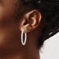 thumbnail image 3 of 925 Sterling Silver Polished Hinged hoop Safety clasp Rhodium Plated CZ Cubic Zirconia Simulated Diamond In and Out Oval, 3 of 3
