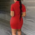 thumbnail image 4 of XZNGL One Shoulder Dresses for Women Sexy Solid Hip Wrap Bandage Turn-Down Collar Buttons Short Sleeve Dresses with Pocket Sexy Summer Dresses for Women Short Sleeve Dresses for Women, 4 of 7