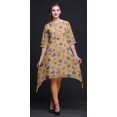 thumbnail image 2 of Bimba Kurti Asymétrique Orange à Feuilles Tribales Imprimées pour Femmes Robe d'Été Indienne Tunique XX-Grand, 2 of 6