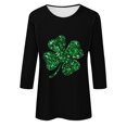 thumbnail image 4 of Meichang Femmes Hauts à Manches 3/4 T-Shirts Joyeuse Saint-Patrick T-Shirts Graphiques Trèfle Porte-Bonheur T-Shirts Coupe Ample Col Rond T-Shirts Joyeuse Saint-Patrick T-Shirt T-Shirts, 4 of 4