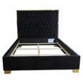 thumbnail image 2 of Contemporary Velvet and Metal 60" Queen Bed - Black and Gold, 2 of 7