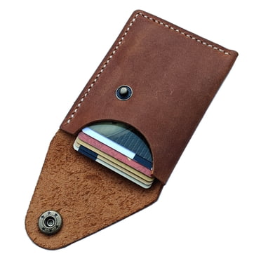 Porte-cartes de Visite Mince en Cuir, Portefeuille Minimaliste pour Cartes de Crédit pour Hommes et Femmes Brun
