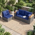 thumbnail image 4 of Costway Patio Wicker Sectional Furniture Set, 3 Piece Outdoor Couch Set for Garden Navy, 4 of 10