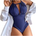 thumbnail image 2 of CEHVOM Women's One-Piece Padded Plus Size Overlay Print Bikini Swimsuit, 2 of 8