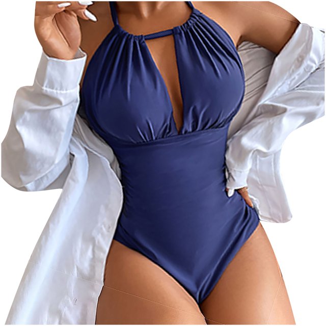 Pisexur Plus Size Bathing Suit Women's One-Piece Padded Plus Size Overlay Print Bikini Swimsuit