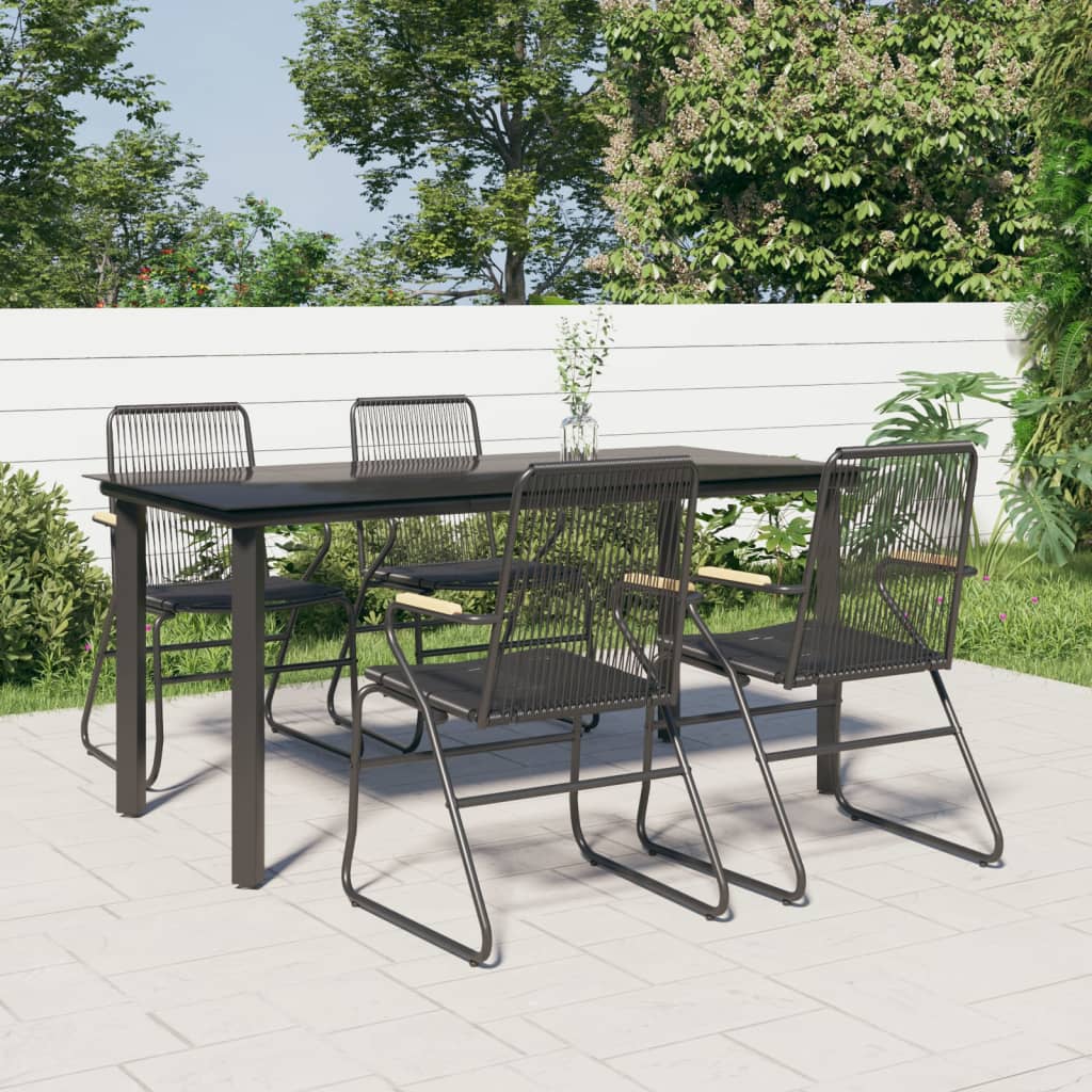 vidaXL Ensemble de Salle à Manger de Jardin 5 Pcs en Rotin PVC Noir