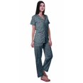 thumbnail image 3 of Moomaya Pyjama Chemise en Coton Imprimé Col à Encoche Tenue de Nuit Ensemble de Pyjama pour Femme, 3 of 6