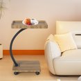 thumbnail image 4 of Rolling C Shaped Laptop Desk 2 Tier with Wheels, Space Saving Mobile Bedside Table with Lockable Casters, Compact Computer Stand for Sofa Small Spaces, Natural Wood/White/Walnut, 4 of 7