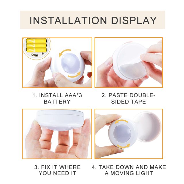 LED Closet Cabinet Lights Adjustable RGB Colorful Motion Sensor Kitchen Wireless Lamps Sticky Sensor Battery Operated Plastic Night Light Light