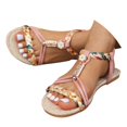 thumbnail image 1 of Bohemian Beach Dress Sandals for Women 2025 Summer Boho Braided Open Toe Flats Slingback Dressy Sandals, 1 of 6
