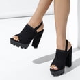 thumbnail image 2 of Womens Platform Chunky High Heel Slingback Sandals Fashion Mesh Knit Peep Open Toe Block Heeled Summer Shoes, 2 of 7