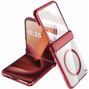 Nakedcellphone Electro Series pour Motorola RAZR ULTRA 2025/2026 Dossier téléphonique - Protecteur d'écran intégré - Compatible avec MagSafe - Rouge/Clear