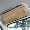 thumbnail image 4 of Beige Car Windshield Sunshade Glasses Storage Organizer With Leather Card Holder And Receipt Clip Multifunctional Car Accessory 12.20 X 6.69 Inches 0.53 Lbs, 4 of 6
