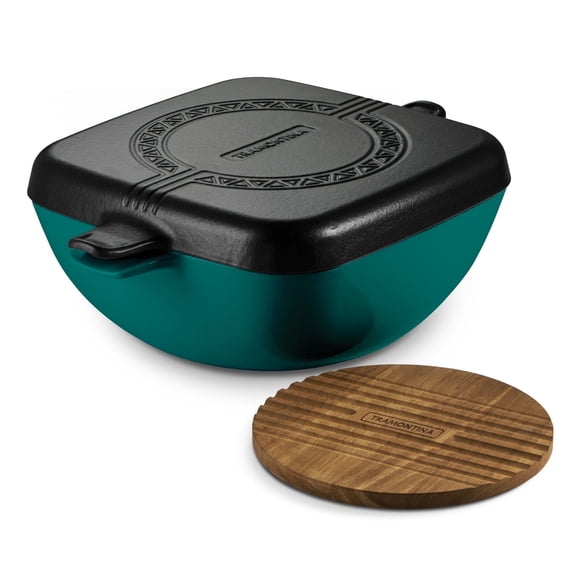 Tramontina Cultura 6.5 Quart Enameled Cast Iron Multi-Cooker with Reversible Lid - Teal
