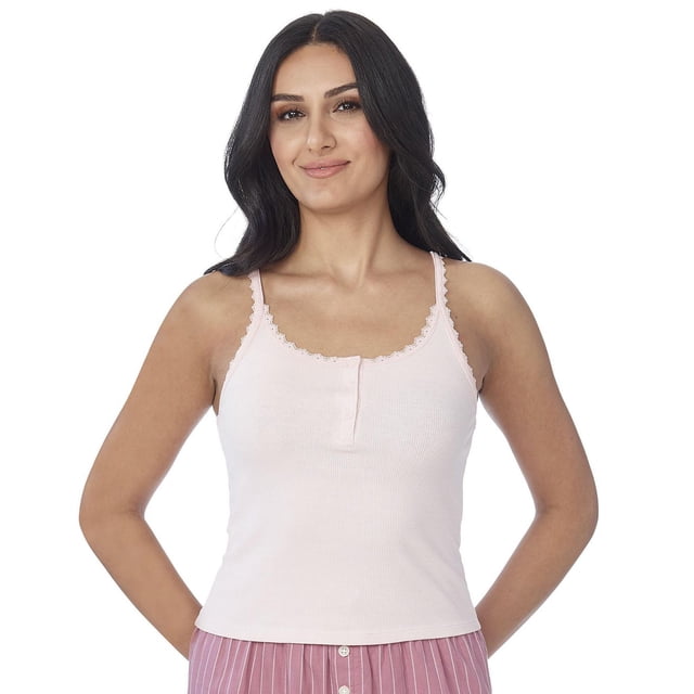 Secret Sleep Rib Cami with Buttons and Lace - Online exclusive